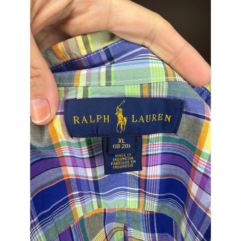 Ralph Lauren Kids Plaid‎ Button Down Shirt XL 18-20 Pony Logo